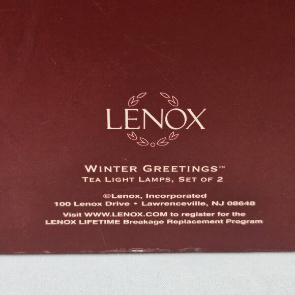 Lenox For The Holidays Winter Greetings Tea Light Lamps Set of 2 Porcelain IOB - Picture 10 of 15